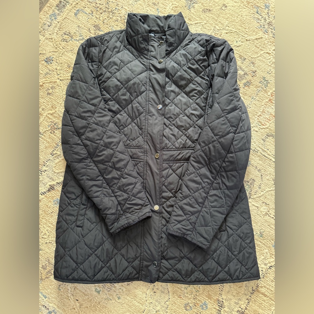 Navy Quilted Jacket Mid Length XL